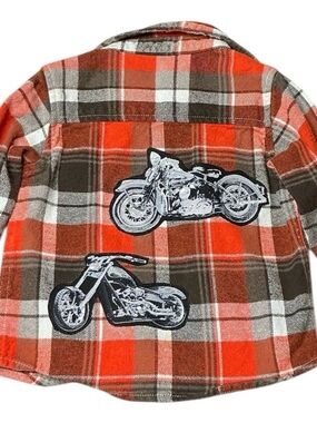 Upcycled Flannel Shirt Motorcycle Theme